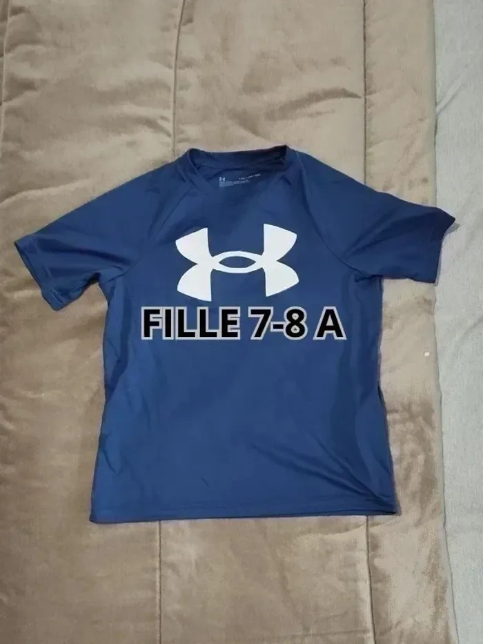 T-shirt Under Armor technique sort bleu fille 7-8 ans - photo numéro 6