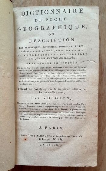 Dictionnaire de poche géographique 