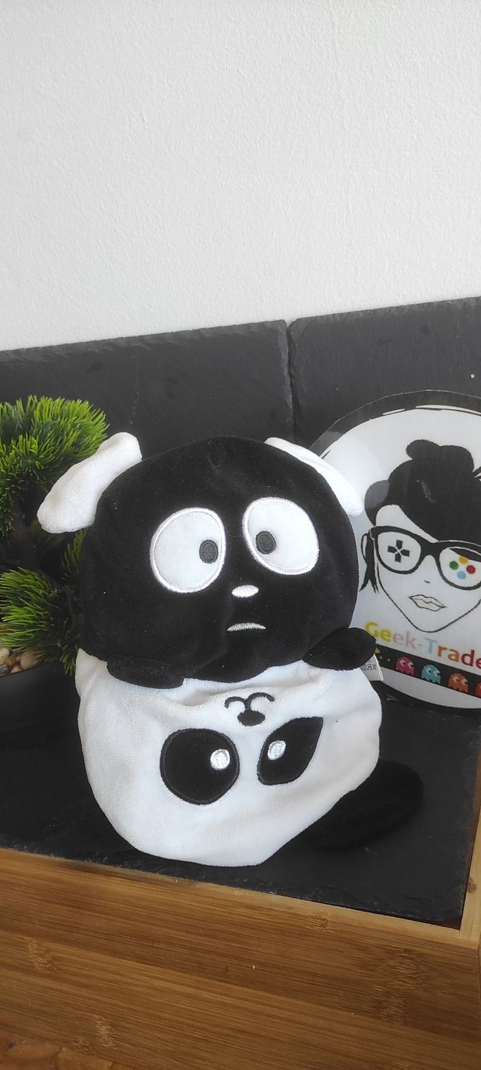 peluche Souris Panda reversible émotion tema sbabam blanc noir Marron Cat Plush - photo numéro 2