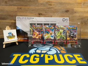 Phoenix Shield - Protection Acrylique pour 4 Boosters POKEMON (Fermeture Magnétique)