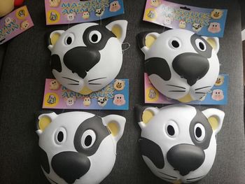 Lot de 4 masques chat en mousse pour déguisement