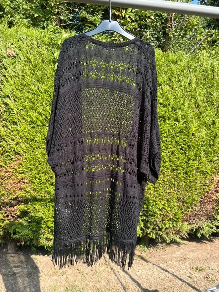 Gilet noir ajouré style bohème avec franges – Marque In Extenso - photo numéro 2