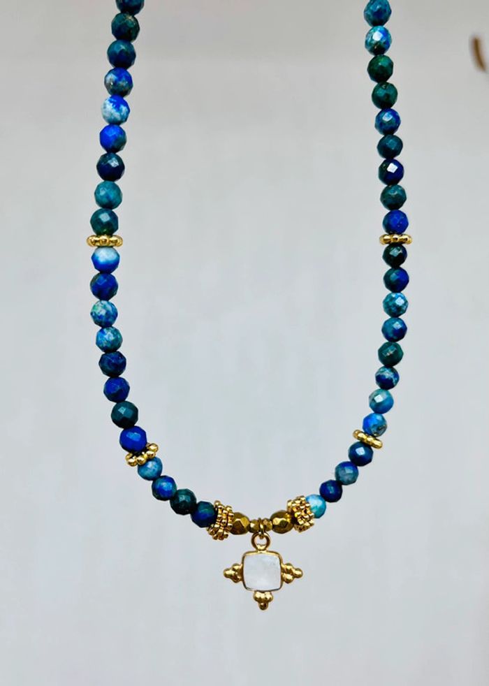 Collier Chrysocolle et Pierre de Lune - photo numéro 3