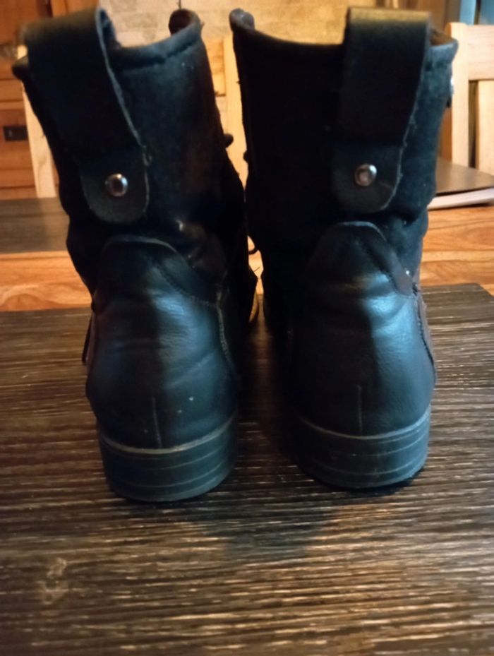 Bottines bi matière noires à lacets - photo numéro 5