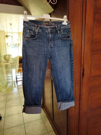 Pantacourt bleu denim vintage y2k M/38 coton
