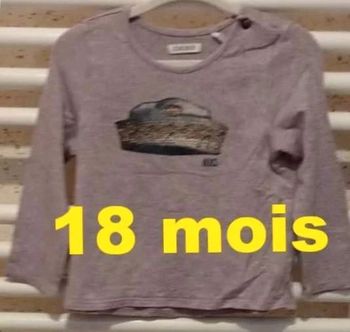 Tee  shirt  manche longue parme  motif  chapeau  multicolore  IKKS  Taille  18  mois