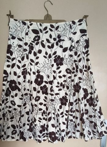 Jupe fleurs crème et marron 