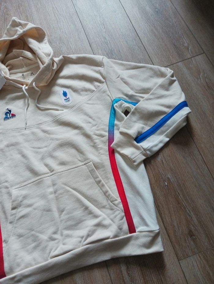 Sweat France blanc écru à capuche Le Coq Sportif édition Jeux Olympiques Paris 2024 taille XL - photo numéro 6