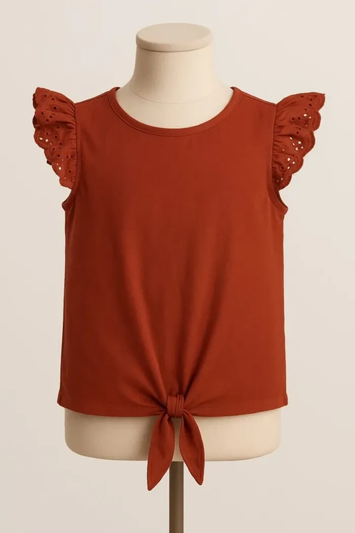 Tee shirt manche courte brique Kiabi Taille 10 ans - photo numéro 2