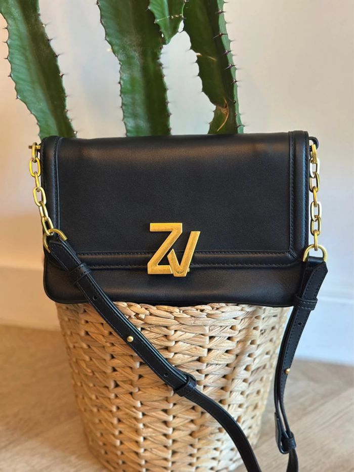 Sac à rabat cuir noir Zadig & Voltaire ZV Initiale