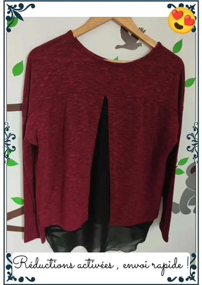 Pull bordeau femme - photo numéro 4