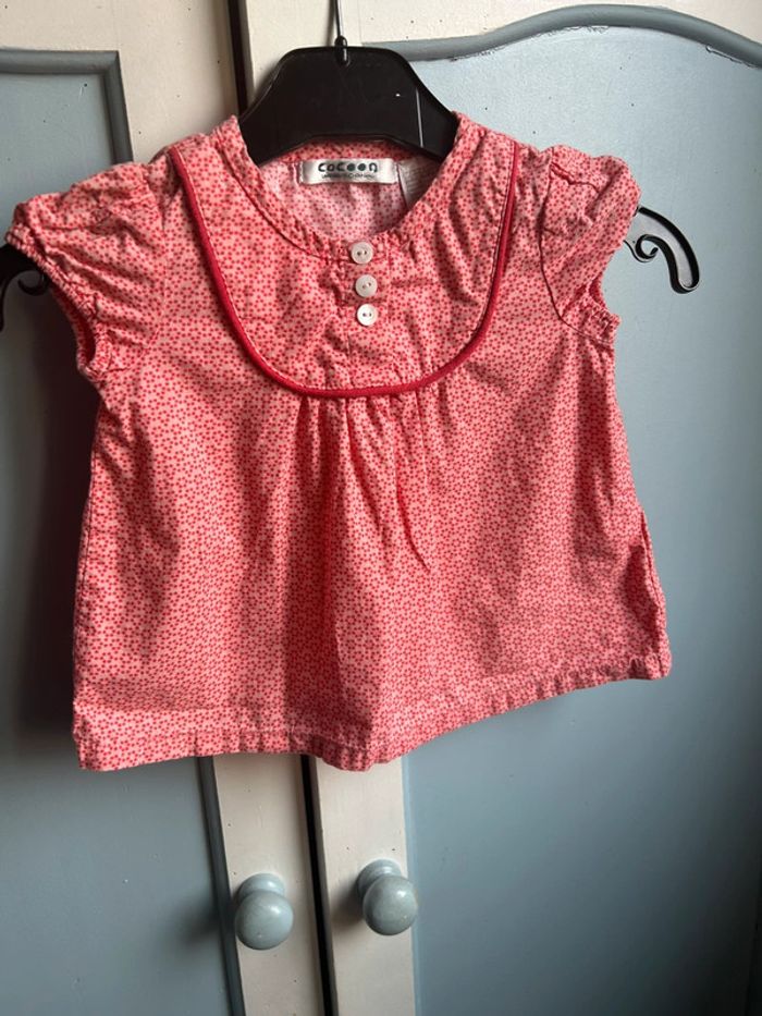 Blouse manches courtes rouge , cocoon, 6 mois