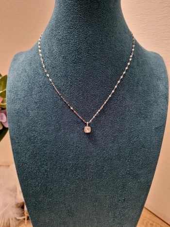 Collier Ras Coup Acier Argenté Zirconiums