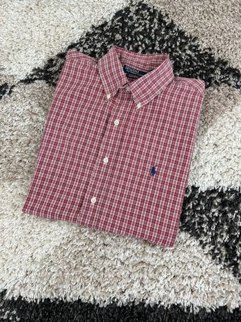 Chemisette Ralph Lauren custom fit à carreaux bordeaux blanc et bleu taille L style old money