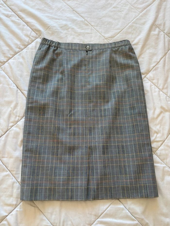 Jupe tailleur Weinberg Paris vintage 90s gris noir prince de galles carreaux taille XL/42 - photo numéro 6