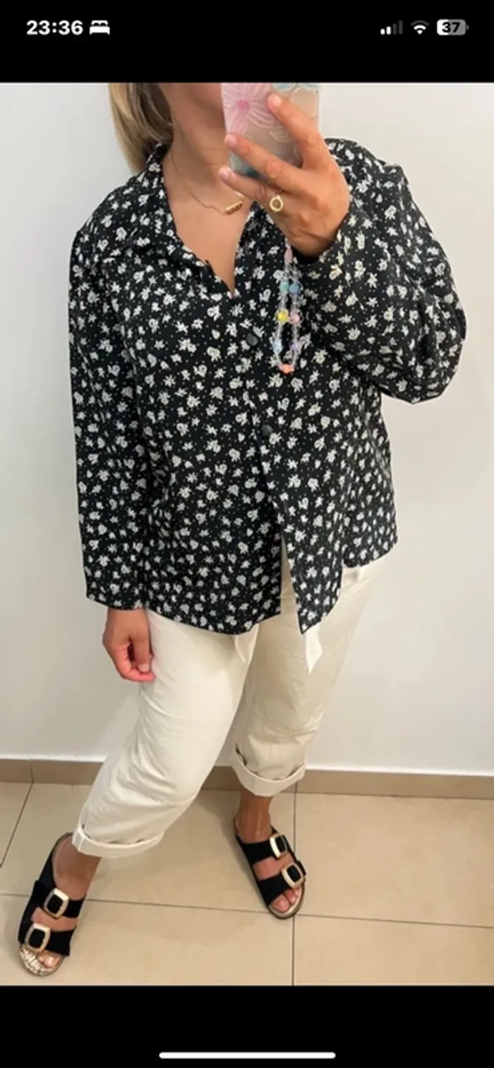 Chemise satinée a fleurs - photo numéro 5