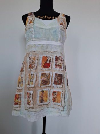 Robe d'été  Artistique en Lin - Imprimé "Portraits"