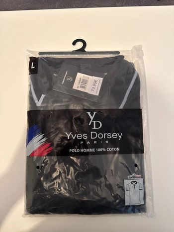 Polo Homme Noir Neuf - Yves Dorsey Paris - Taille L - 100% Coton