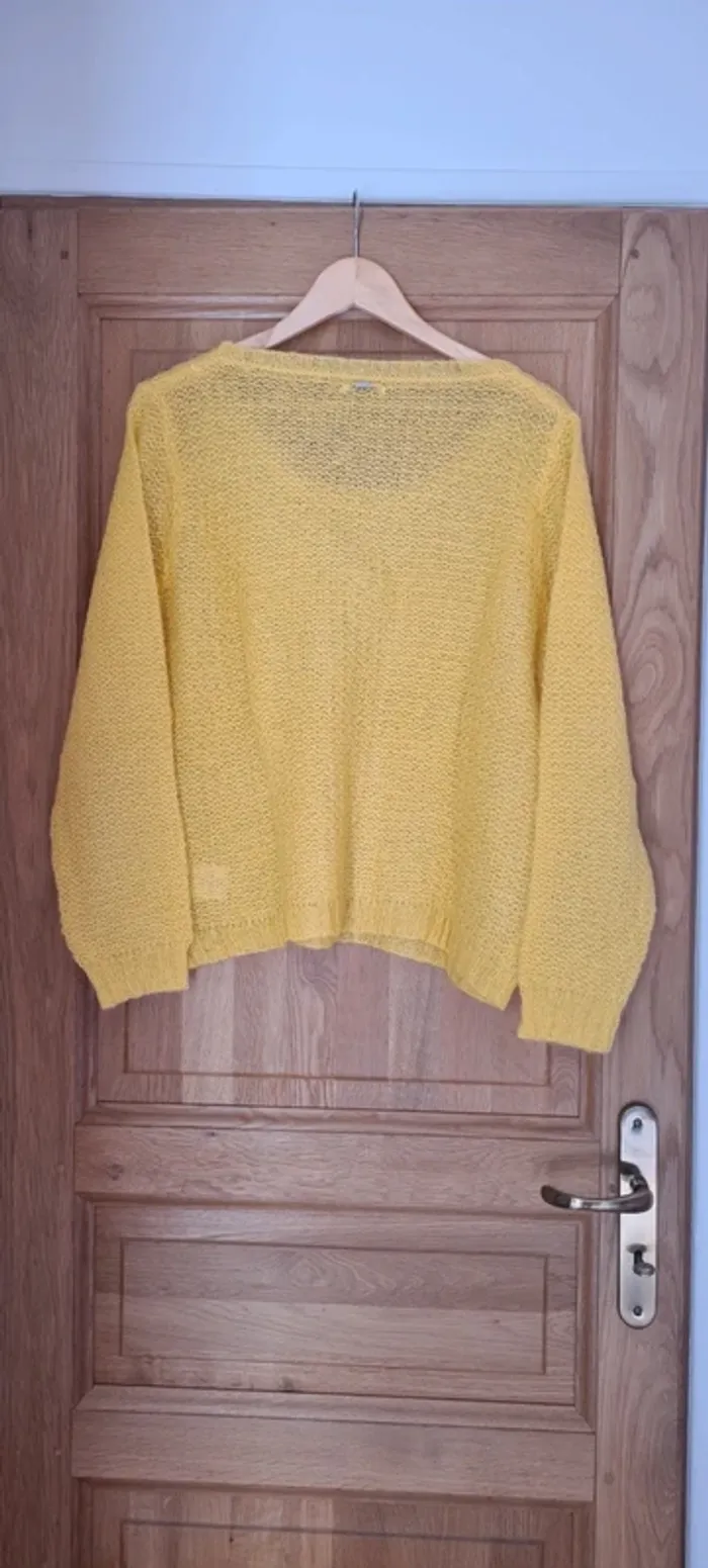 Pull en maille Jaune col rond IKKS - photo numéro 7