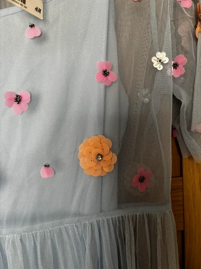 Robe bleu en mesh perles H&M t.44 - photo numéro 4