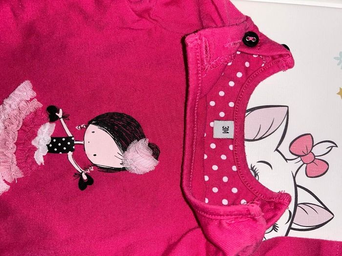 Maillot longue manche rose à pois blanc - photo numéro 3