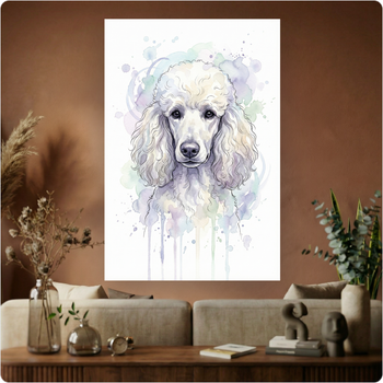 Affiche murale "Caniche Royal" aquarelle pastel artistique poster déco A3 Sans cadre