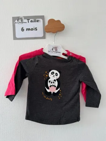 Lot 2 tee shirts manches longues - taille 6 mois 🌸