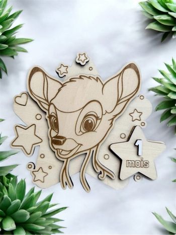 Cartes étape en bois bambi
