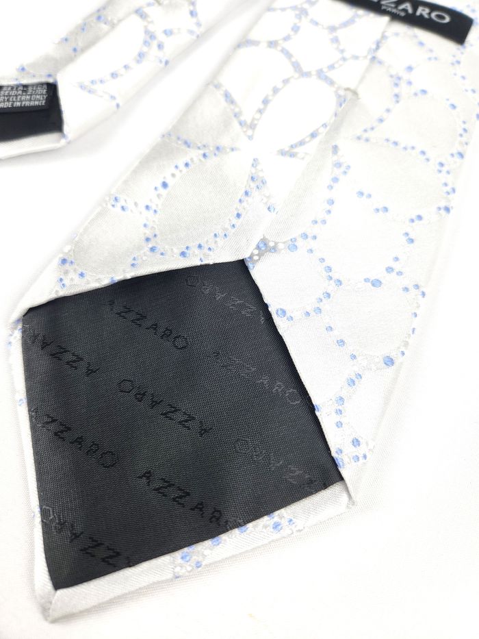 Cravate Azzaro en soie Motif floral discret Gris clair et bleu - photo numéro 5