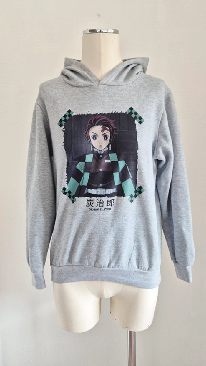Sweat a capuche grise - 16 ans - demon slayer - photo numéro 2