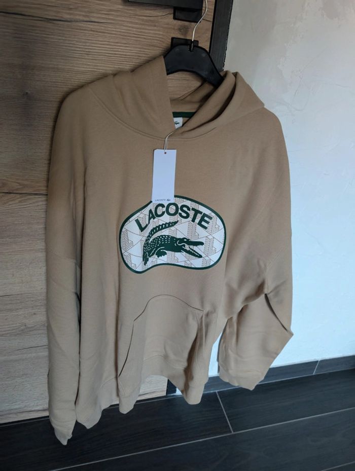 Sweat beige à capuche Lacoste 4XL neuf
