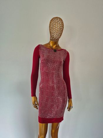 Robe Manches Longues Femme Rouge avec Strass Taille Unique