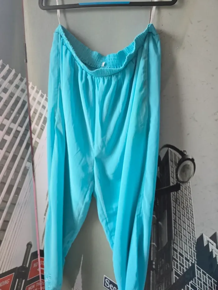 Ensemble pantalon + tunique longue bleu turquoise - photo numéro 7