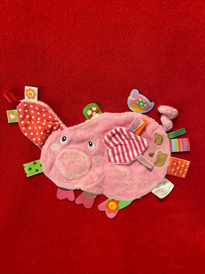 Label label doudou plat cochon activité éveil étiquettes singe queue TTBE - photo numéro 3