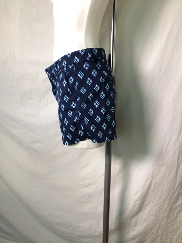 Short bleu marine motifs losanges en coton Zara taille 36 38 bon état - photo numéro 2