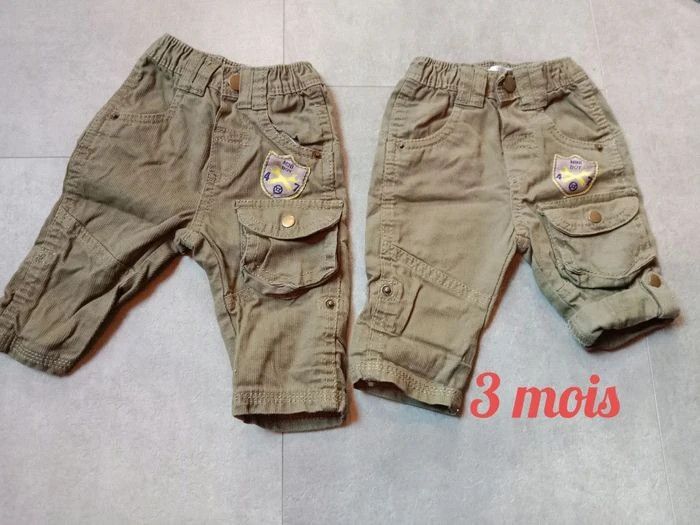 Lot de 2 pantalons identiques, 3 mois - photo numéro 2
