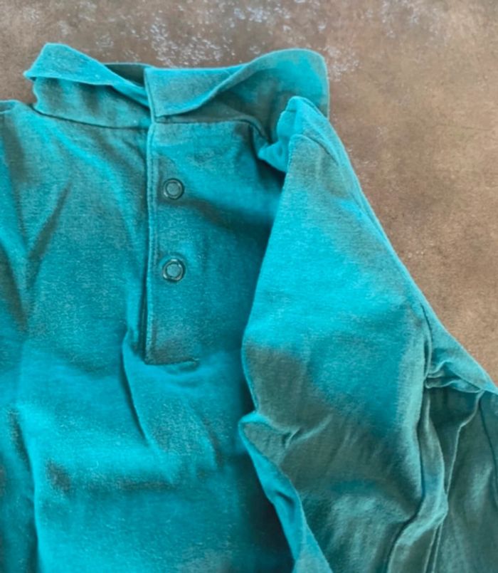 Tee shirt manches longues col roulé 3 ans turquoise - photo numéro 2