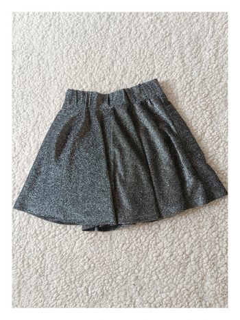 Jupe patineuse noire pailletée effet lurex - taille élastique - style soirée vintage cute sexy -