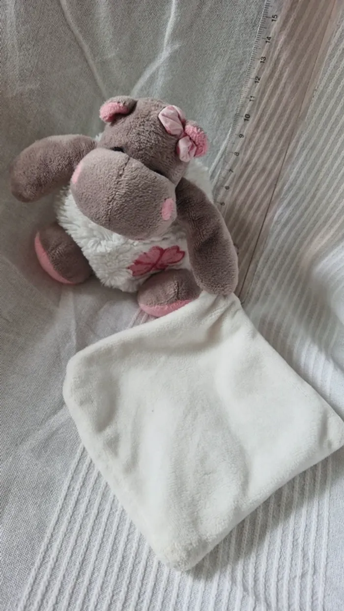 Peluche  hippopotame  Babynat rose - photo numéro 3