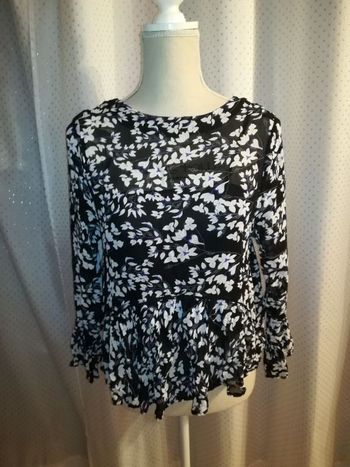 Blouse Mango à fleurs blanches/bleues, taille XS, TBE