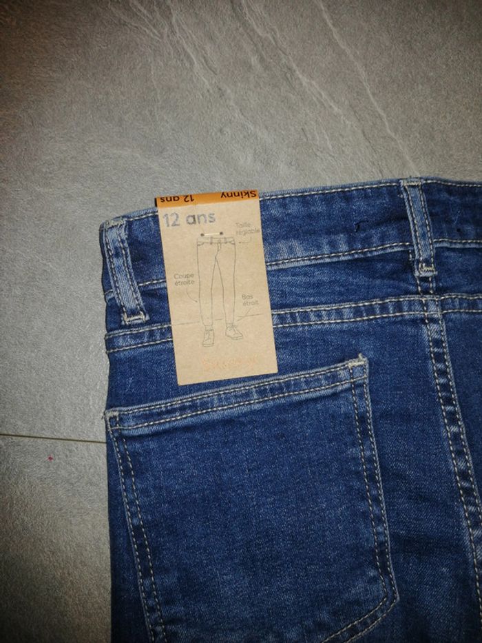 Jeans skinny taille 12 ans neuf taille réglable coupe étroite bas étroit - photo numéro 4
