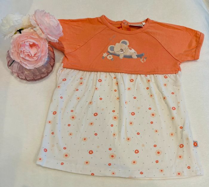 Robe / tunique orange et crème 9 mois/74cm Picco Mini - photo numéro 2