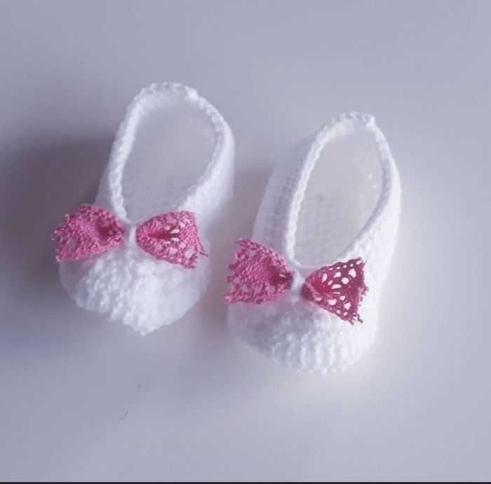 Coffret naissance attache tétine anneau dentition chaussure ballerine fait main crochet coton bio bébé prématuré fabrication française - photo numéro 2