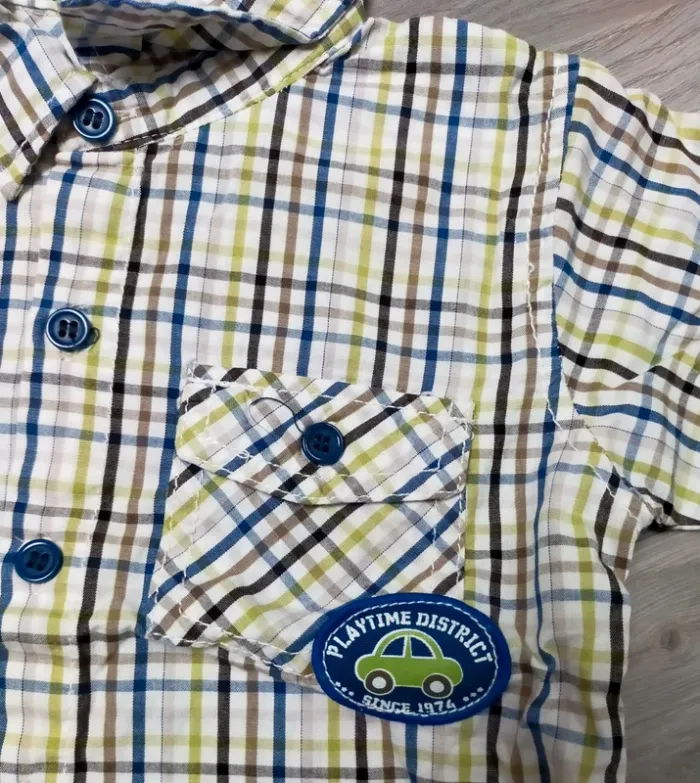 Salopette rouge voiture et chemise manches courtes garçon 23 mois Plus - photo numéro 9