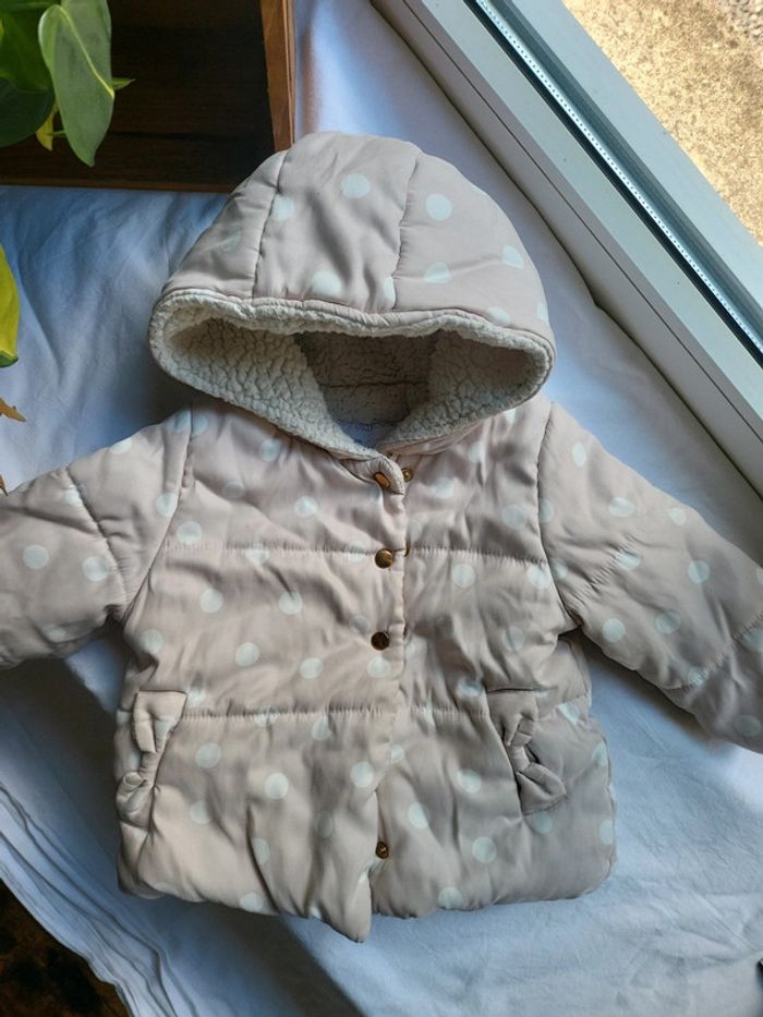 Manteau chaud rose poudré pois 18 mois - photo numéro 5