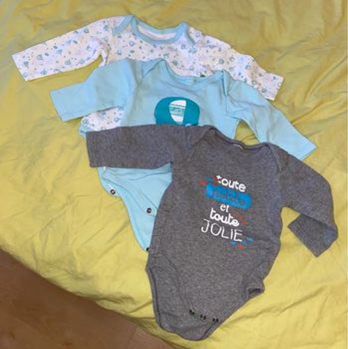 Body à manches longues pour fille, lot de 3, 3-6 mois