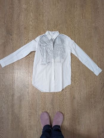 Chemise manches longues Blanche et grise KOOKAÏ t. 34