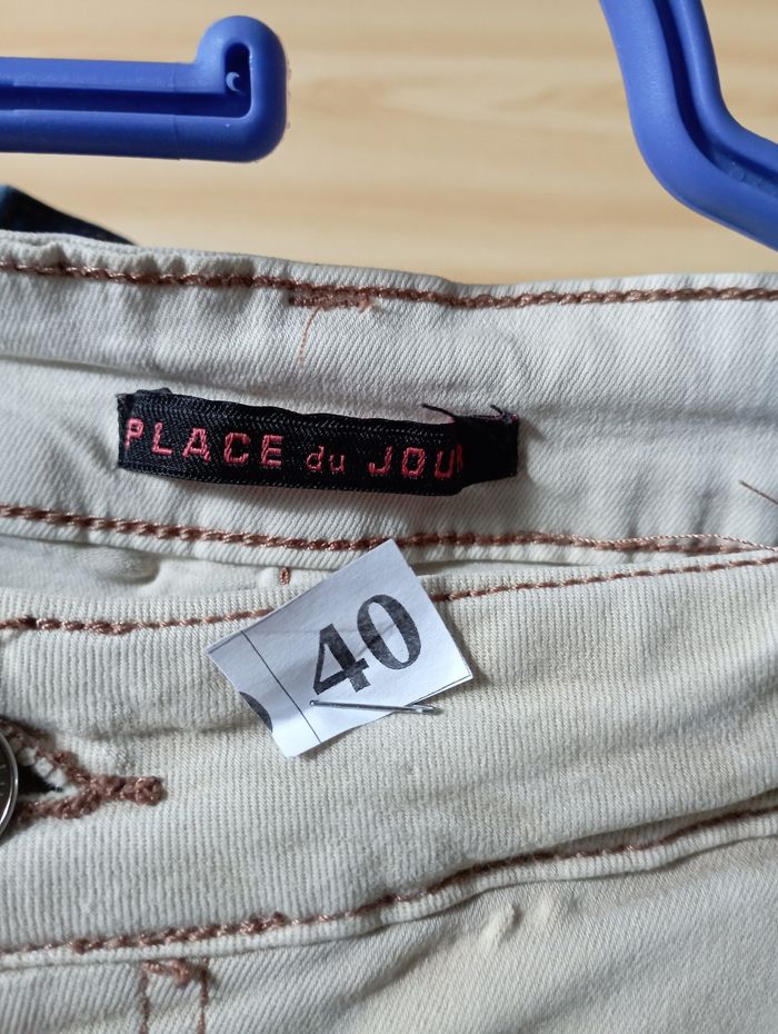 Jeans place du jour taille 40 couleur crème - photo numéro 8