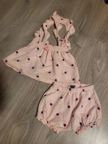 Ensemble fille rose 24 mois kiabi 
Jupe à bretelles et short chaud
