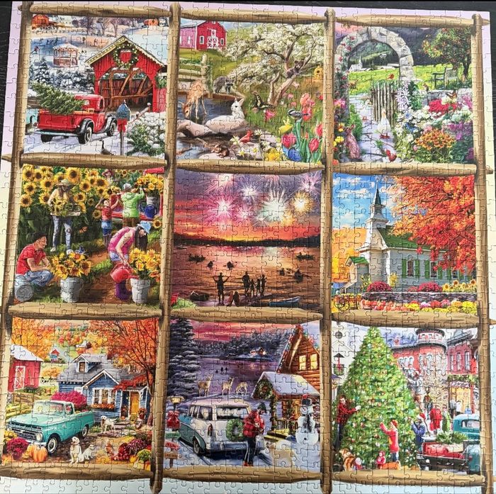 Puzzle complet de 1000 pièces très bon état 9 scènes des 4 différentes saisons - photo numéro 2
